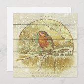 レトロ |ヴィンテージ雪の冬の(鳥)ショウジョウコウカンチョウ鳥 シーズンカード (正面/裏面)