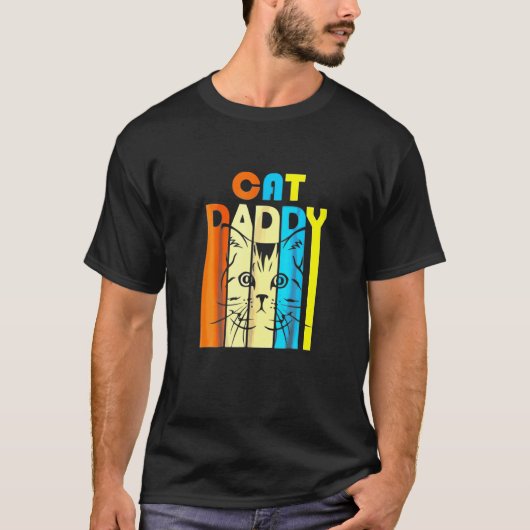レトロ ヴィンテージ お父さん 猫 父の日 Tシャツ (正面)
