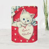 レトロ ヴィンテージ かわいい子猫 バレンタインデー カスタム シーズンカード (正面)