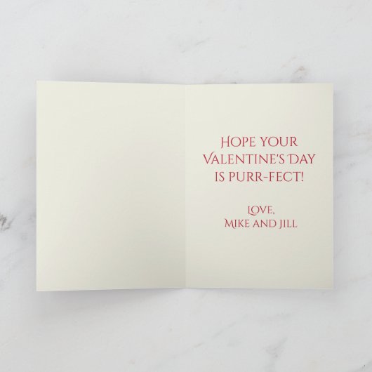 レトロ ヴィンテージ かわいい子猫 バレンタインデー カスタム シーズンカード (内部)