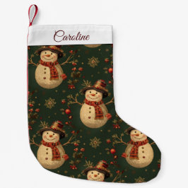 レトロ ヴィンテージ かわいい クリスマス 雪だるま スモールクリスマスストッキング