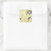 レトロ ヴィンテージ アンティーク フローラル パーチメント カスタム スクエアシール (バッグ)