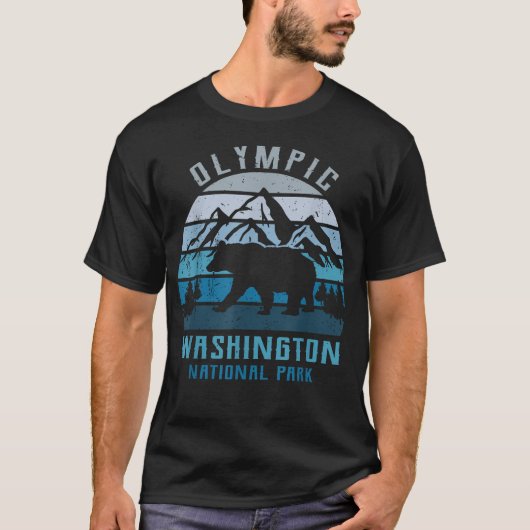 レトロ ヴィンテージ オリンピック国立公園 ハイキング Tシャツ (正面)