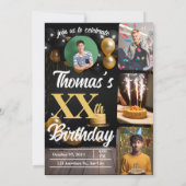 レトロ ヴィンテージ オーダーメイド 年 日 誕生日 招待状 (裏面)