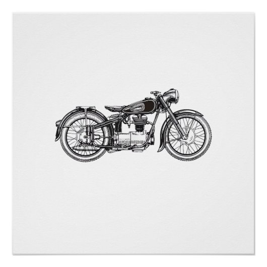 レトロ ヴィンテージ オートバイ _ 私のバイク大好き ポスター (正面)