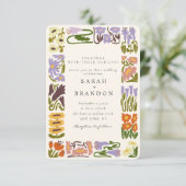 レトロ ヴィンテージ カラフル フラワーのウェディング 招待状 (スタンド正面)