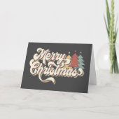 レトロ ヴィンテージ クリスマス おめでとう タイポグラフィ カード (正面)