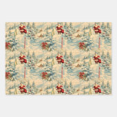 レトロ ヴィンテージ クリスマス: サンタの北極アドベンチャー ラッピングペーパーシート (正面3)