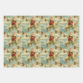 レトロ ヴィンテージ クリスマス: サンタの北極アドベンチャー ラッピングペーパーシート (正面)