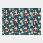 レトロ ヴィンテージ クリスマス：サンタの星空の夜 ラッピングペーパーシート (正面)