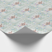 レトロ ヴィンテージ クリスマス シカ 白い 鹿の角 星 ラッピングペーパー (角)