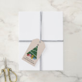 レトロ ヴィンテージ クリスマス ツリー プレゼント ギフト タグ (より糸付き)