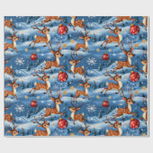 レトロ ヴィンテージ クリスマス トナカイ ラッピングペーパー (フラット)