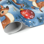 レトロ ヴィンテージ クリスマス トナカイ ラッピングペーパー (ロールコーナー)