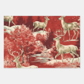 レトロ ヴィンテージ クリスマス トリオ スタイル M ラッピングペーパーシート (正面)