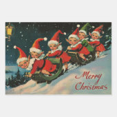 レトロ ヴィンテージ クリスマス トリオ スタイル T ラッピングペーパーシート (正面)