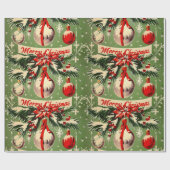 レトロ ヴィンテージ クリスマス：ミッドセンチュリー ユール 3 ラッピングペーパー (フラット)