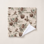 レトロ ヴィンテージ クリスマス 松ぼっくり バスタオルセット (ウォッシュタオル)