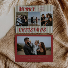 レトロ ヴィンテージ グリーン ストライプ フォト クリスマス