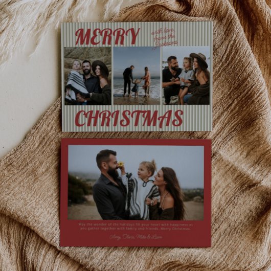 レトロ ヴィンテージ グリーン ストライプ フォト クリスマス