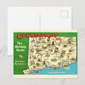 レトロ ヴィンテージ コネチカット州 マップ ポストカード (正面/裏面)