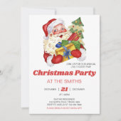 レトロ ヴィンテージ サンタ クリスマス パーティ 招待状 (正面)