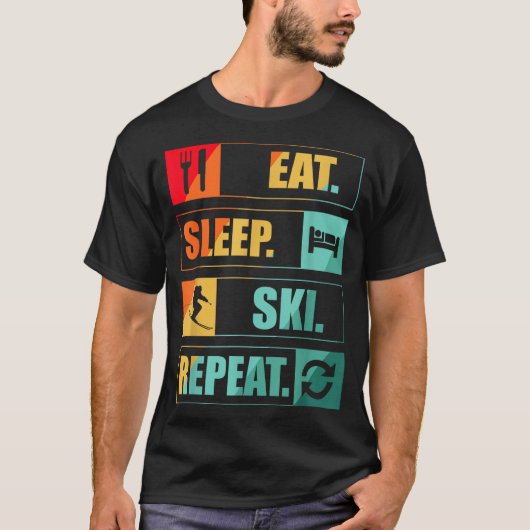 レトロ ヴィンテージ スキー 雪 Tシャツ (正面)