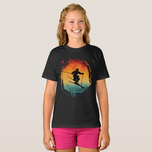 レトロ ヴィンテージ スキー Tシャツ (正面フル)