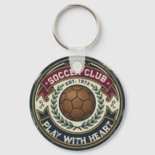 レトロ ヴィンテージ ダサかっこいい サッカークラブ エンブレム キーホルダー