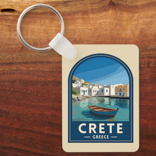 レトロ ヴィンテージ トラベル クレタ ギリシャ 海辺 キーホルダー (正面)