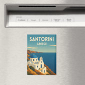 レトロ ヴィンテージ トラベル サントリーニ ギリシャ 海辺 マグネット (インサイチュ (食洗機))