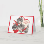 レトロ ヴィンテージ バレンタインデー キッテン カスタム シーズンカード (正面)