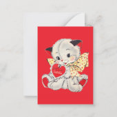 レトロ ヴィンテージ バレンタイン 猫 メッセージを追加 ノートカード (正面)