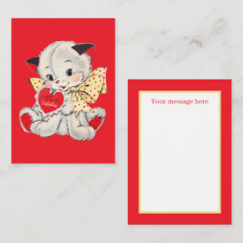 レトロ ヴィンテージ バレンタイン 猫 メッセージを追加 ノートカード