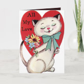 レトロ ヴィンテージ バレンタイン 猫 感情を追加 シーズンカード (正面)