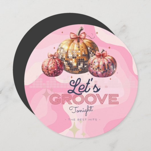 レトロ ヴィンテージ バースデー テーマ ディスコボール かぼちゃ 招待状 (正面/裏面)