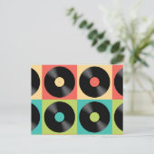 レトロ ヴィンテージ ビニール レコード ポップ アート ポストカード (スタンド正面)