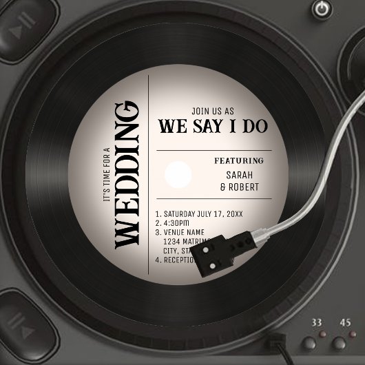 レトロ ヴィンテージ ビニール レコード 結婚式 招待状