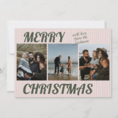 レトロ ヴィンテージ ピンク ストライプ クリスマス 写真 (正面)