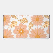 レトロ ヴィンテージ ピーチファズ オレンジ 花柄 デスクマット (正面)