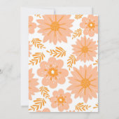 レトロ ヴィンテージ ピーチファズ オレンジ 花柄 招待状 (裏面)