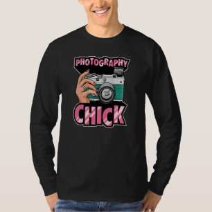 レトロ ヴィンテージ フォトグラフィー ガール Tシャツ