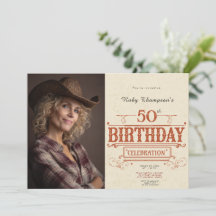 レトロ ヴィンテージ フォト 50歳の誕生日招待状