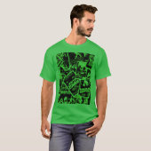 レトロ・ヴィンテージ・ホラー映画コラージュ 緑の少年 Tシャツ (正面フル)
