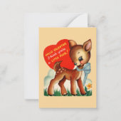 レトロ ヴィンテージ ホリデー 鹿 バレンタイン ノートカード (正面)