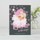 レトロ ヴィンテージ マジックを信じて ピンクのサンタ シーズンカード (スタンド正面)