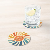 レトロ ヴィンテージ ランbow ベイビー シャワー ラウンドペーパーコースター (インサイチュ)