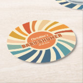 レトロ ヴィンテージ ランbow ベイビー シャワー ラウンドペーパーコースター (アングル)