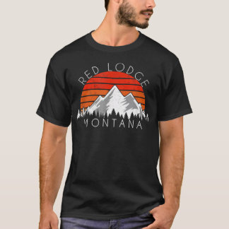 レトロ ヴィンテージ レッド ロッジ モンタナ Tシャツ