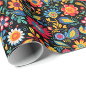 レトロ ヴィンテージ ワイルドフラワーズ ボタニカル パターン ラッピングペーパー (ロールコーナー)